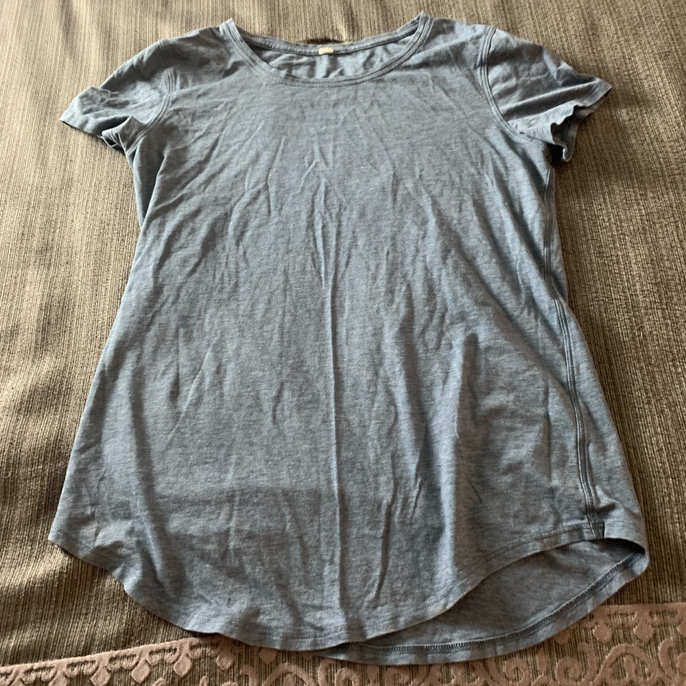 Lululemon Athletica Love Crew Tee Top T-shirt Curved Hem Pima Cotton Navy Blue - Picture 6 of 12